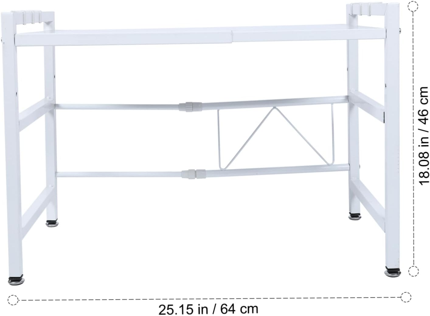 Luxshiny Multifunctional Retractable Storage Rack for Kitchen and Bathroom Space Saving Desktop Stand with Single White for Microwave Rice Cooker and Cooking Utensils Organization