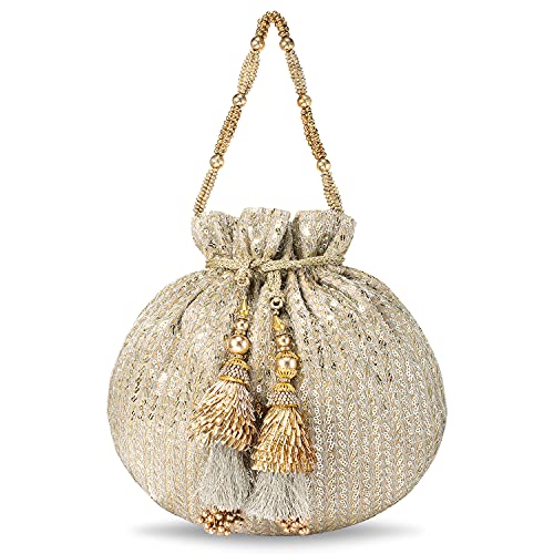 Aheli Indian Potli Bags For Women Evening Bag Clutch Ethnic Bride Purse With Drawstring #TOP7