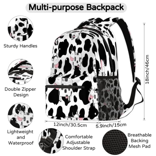 Sac à dos imprimé vache avec grand compartiment ordinateur portable 21L - 2
