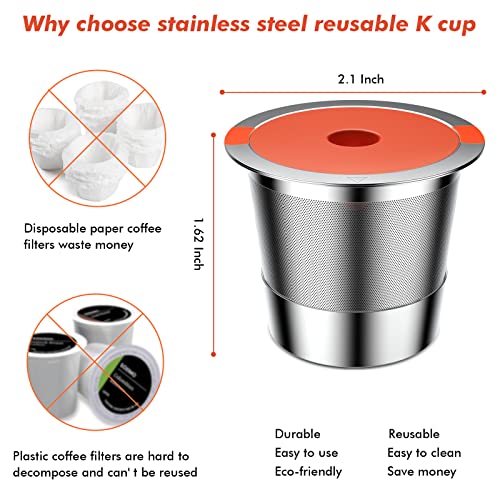 Reusable K Cups|Reusable Coffee Pods For Keurig 1.0 & 2.0 Single Cup Coffee Makers, Stainless Steel Reusable K Cup Keurig Coffee Filter(4 Pack) #TOP4