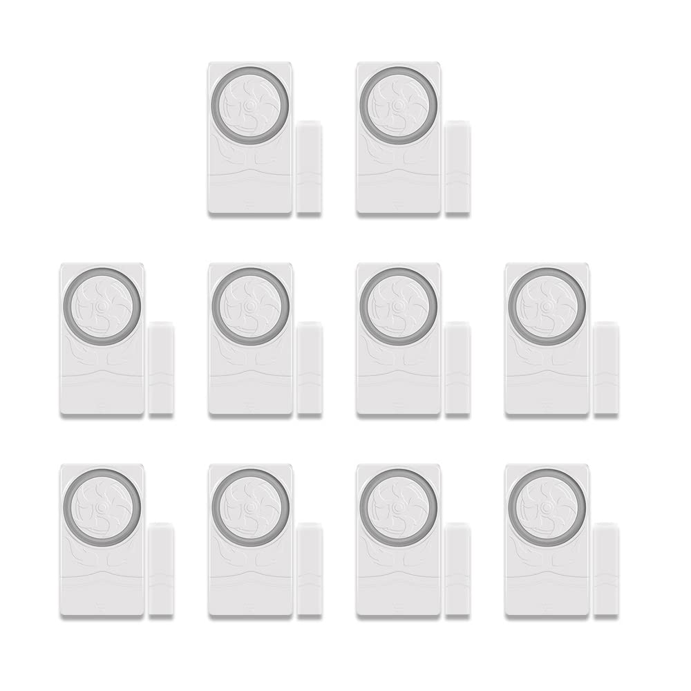 Mengshen Paquete De 10 Alarmas Inalámbricas para Ventanas De Puertas, Timbre con Sensor De Tamaño Pequeño con 110dB 4 Modos De Trabajo para El Hogar, Apartamento, Tiendas, Instalación De Bricolaje