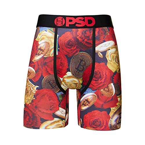 PSD Men's Bitcoin Roses Boxer Briefs, Multi, L