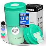 Thermobecher 350ml auslaufsicher - Thermo-Kaffee-Becher mit Quick-Press Deckel | rutschfester Boden, BPA-freier Isolierbecher Coffee-Cup to Go | Kaffeebecher für Büro, Auto, Uni & Alltag | K-VIBE