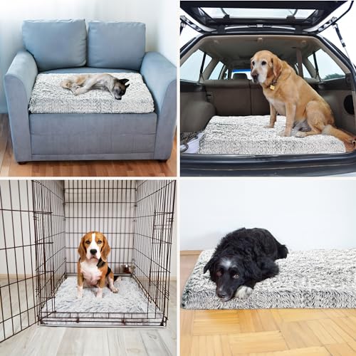Amazinggirl Hundebett für kleine mittelgroße und Grosse Hunde 100 x 60 cm - Hundekissen Hundebetten Hundesofa Dog Bed Hundematratze Hundekorb oder Wolkenbett flauschig und waschbar Hellgrau
