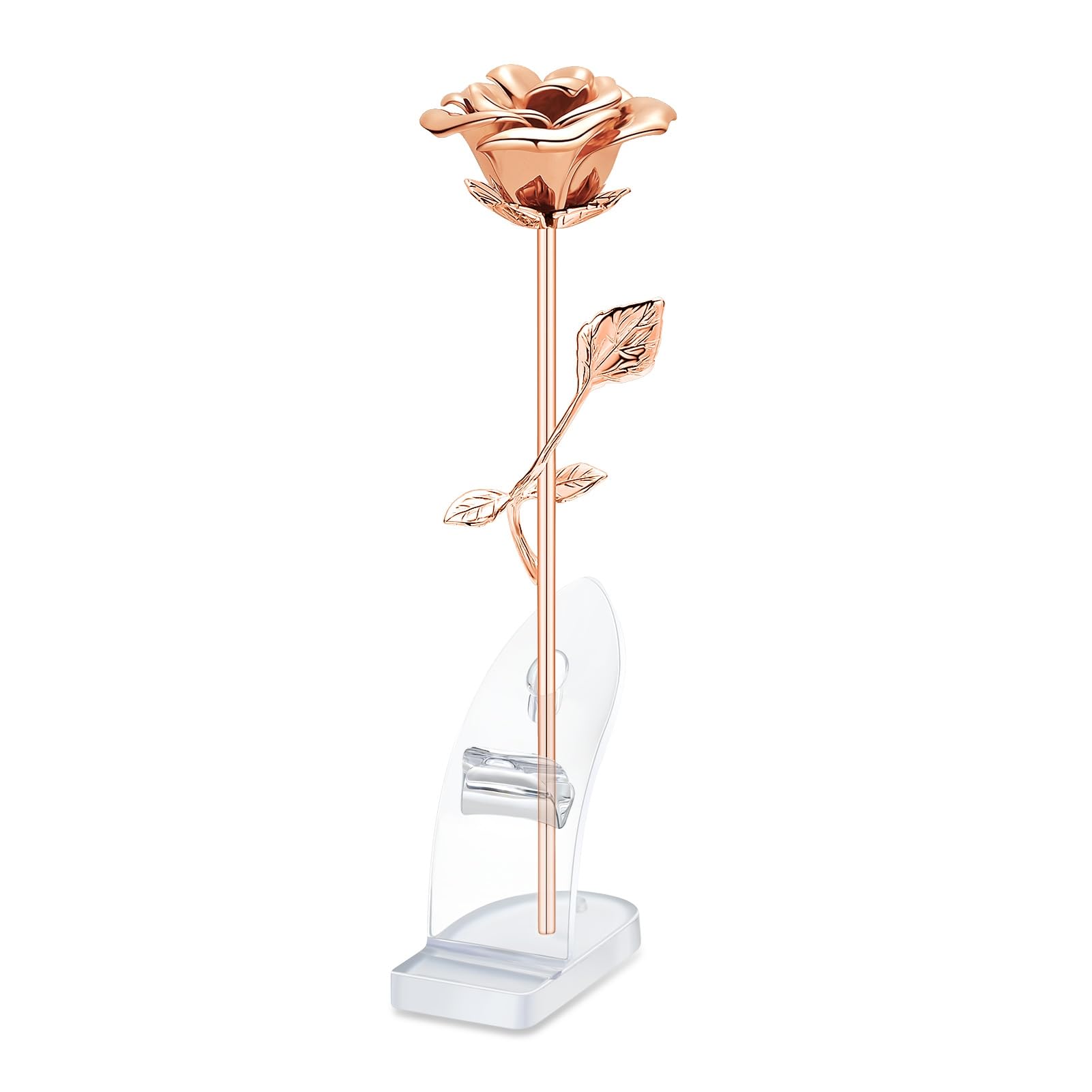 MFRZBVO Rose Flower Cremation Urn for Ashes Human Adult Female Male Stainless Steel Mini Decorative Urns for Human Ash Keepsake Memorial for Women Men (Full Rose Gold)