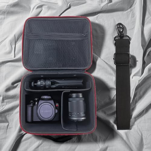 Ruhaya Hard Shell Camera Case Compatible with Canon/Sony camera, EVA Material, Adjustable Shoulder Strap, Zipper Closure, Black, with Elastic Dividers - image 3