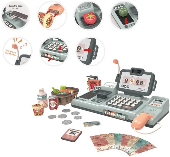 Miniatura 9 de Juguete de caja registradora para niños, juego de simulación, 25 piezas, ideal para niños y niñas de 3, 4, 5 años.