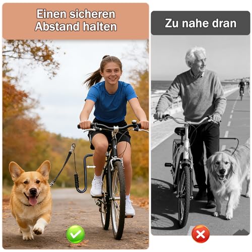 MRWiZMS Fahrrad Hundeleine,180°Fahrradleine Hund, Abnehmbar HäNde Frei Fahrrad-Hundeleine, Pet Exerciser für Gassigehen, Laufen, Radfahren, Fahrrad FüHrleine für Hunde