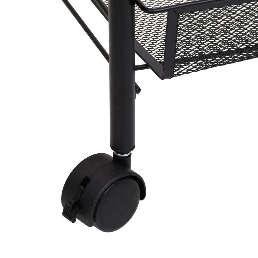 vidaXL Carrito de Cocina Carro de Servicio Doméstico Niños Garaje Estantes Almacenamiento Alimentos Bebidas 5 Niveles Hierro Negro 46x26x105 cm