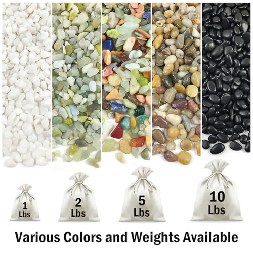 Image of FANTIAN 5 lbs Pebbles for Indoor Plants. 3 /8 inch Small Black Stones, Decorative Black River Rocks for Plant Outdoor, Vase, Landscaping and Garden