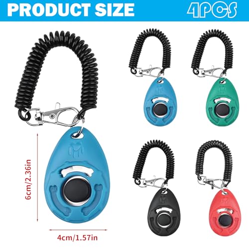 4 Packungen Klicker Hund,Clicker Hund,Clicker Katze Training,Klicker Katze Mit GroßEm Knopf,Clicker Mit Handschlaufe FüR Hundetraining,Geeignet FüR Hundetraining,Auch FüR Katzen Und Pferde Geeignet