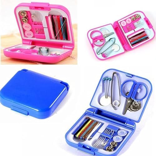 JOY STORE JOY-SKLEP Zestaw do szycia podróżnego. Zestaw do szycia w podróży DIY z nożyczkami, nicią, igłami do szycia, guzikami, szpilkami zabezpieczającymi itp. (RÓŻOWY)