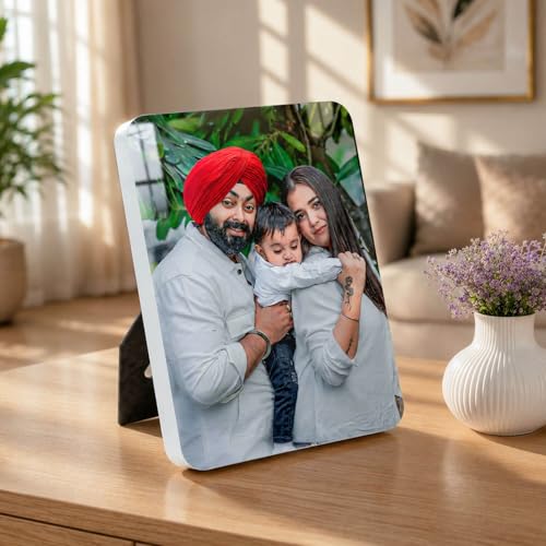 Image of Personalised Glossy Table Photo Frame | Photo Frame Customised Gift for Couple Wife Husband | Anniversary Birthday | HD Print | WPC | 6x8 Portrait