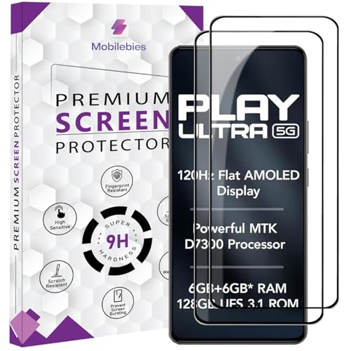 Image of Premium Tempered Glass Screen Protector Guard For Lava Play Ultra 5G (6.67 Inch, Pack of 2) | HD Clear Edge to Edge Coverage With Easy to installation kit