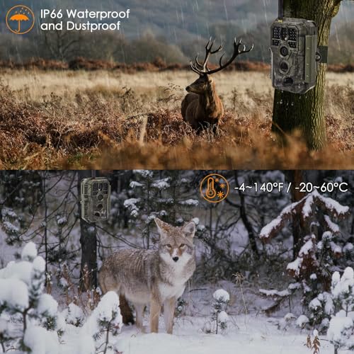 BlazeVideo Wildkamera WLAN mit App,Wildtierkamera Nachtsichtkamera Fotofalle 64MP 1296P Verbinden...