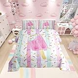 Popsicle Comforter Set Full Size,Colorful Stripes Bedding Set for Girls Women Adult Bedroom Decoration,Kids Rainbow Candy Bed Duvet Insert,Summer Dessert Comforter with 2 Pillowcase