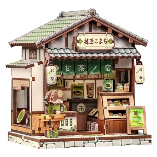Fsolis Mini Book Nook Kit Miniature for Bookshelf Decor (Kyoto Matcha)