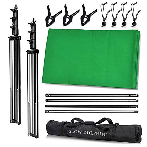 SLOW DOLPHIN Photo Video Studio 10 x12ft 100% Cotton Muslin Chromakey Green Screen Backdrop with 10 x 10ft Stand Photography Background Support System Kit Clamp, Carry Bag - Image 5