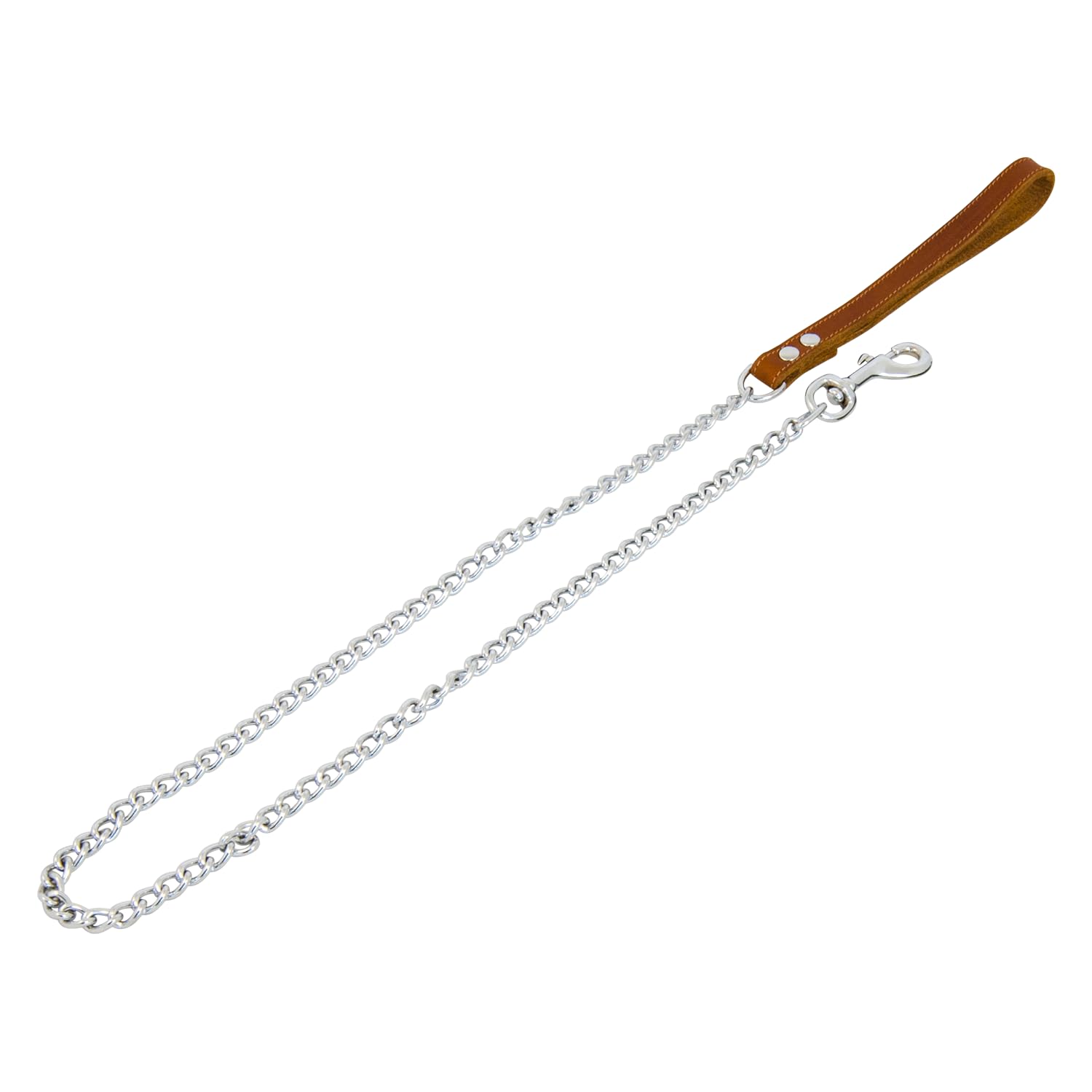 JACK AND VANILLA, Chain Lead for Dogs, Fat Leather, Cognac, Size 20 mm x 110 cm