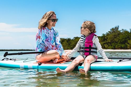 polar outdoors by roc inflatable stand up paddle board with premium sup paddle board accessories wide stable design non-slip comfort deck for youth amp adults mist w kayak seat