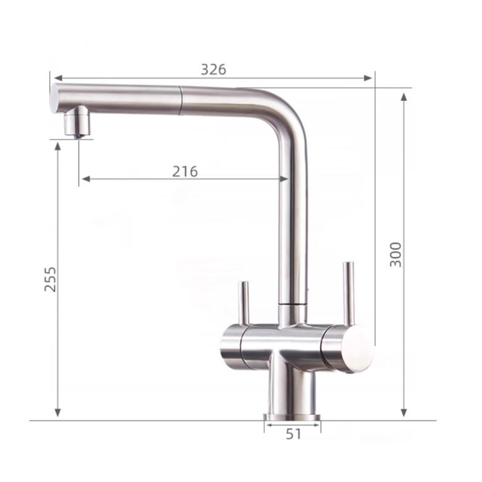 Rubinetti per Cucina e Bagno, Rubinetto filtrante per Acqua a 3 Vie, Miscelatore per lavello, Estraibile, in Acciaio Inox, per Acqua Calda e Fredda, Rubinetto per lavello 3 in 1, s