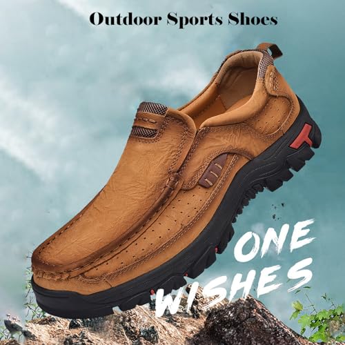 Men's Slip On Hands Waterproof Loafers Leather Walking Slip-Ins Casual Outdoor Sneakers Non-Slip Walking Shoes Lightweight Breathable2