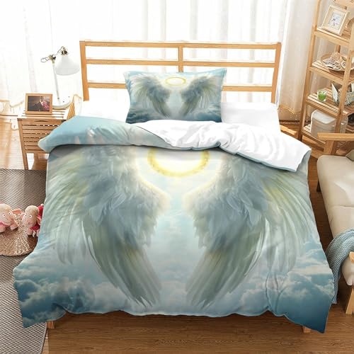 Housse de couette anti-pli lit simple microfibre douce entretien facile Wing