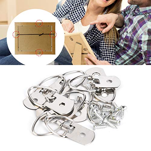 Image of 50 Sets Picture Hangers Kit with Screws, D Ring Picture Hangers Picture Frames Double Holes Clasp Picture Hanging Hardware Picture Hooks Picture Hang Solutions for Clock, Paintings (B)