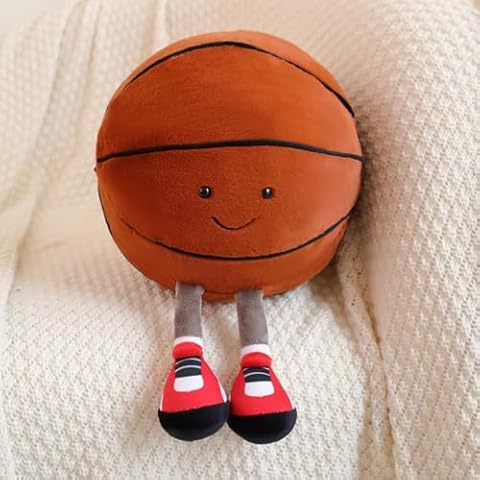 XIZHI 13.7" Cute Football Plush Toys Soft Stuffed Sport Throw Pillow Plush Ball Gift for Kids Birthday and Christmas Decoration (Basketball) Cover