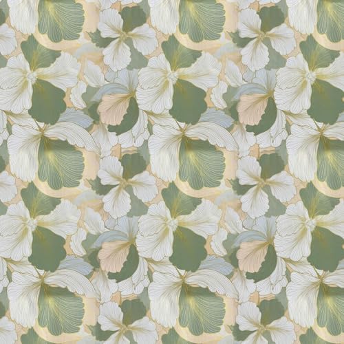 Image of Green Floral Wallpaper for Walls | Peel and Stick Self Adhesive Wall Sticker | Waterproof PVC Vinyl Decorative Wall Decor for Home, Living Room, Bedroom & Office (45x300 cm)
