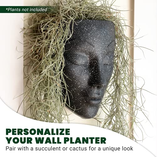 Bossa Linda Wall Planter | 7 Colors Avail | Unique Face Planters Pots Head Planter - Plant Gifts For Indoor Plant Lovers Gift Ideas - Face Planter Gifts For Plant Lovers, Succulent Plant Gift - Black #TOP4