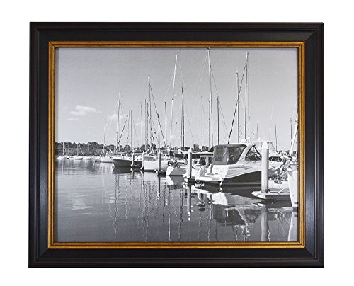 Golden State Art, 16x20 Black Photo Picture Frame with Burgundy and Gold Border Lines, with Real Glass Golden State Art, 16x20 Black Photo Picture Frame with Burgundy and Gold Border Lines, with Real Glass