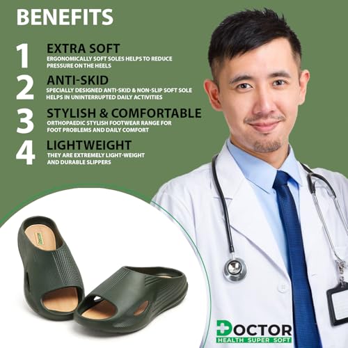 Image of DOCTOR HEALTH SUPER SOFT Orthopedic Slides for Men & Women - Anti-Skid Arch Support Slippers for Heel & Foot Pain Relief | Everyday Wear Chappal for Men