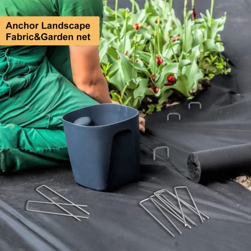 Whonline 216pcs Landscape Staples, Galvanized Garden Staples 6 Inch 11 Gauge U-Shaped Landscape Pins for Landscaping Fabric Weed Barrier Irrigation Tubing