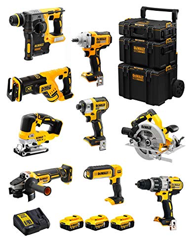 Dewalt Kit Dwk901 (Dcd996 + Dch273 + Dcg405 + Dcf887 + Dcf894 + Dcs334 + Dcs570 + Dcs367 + Dcl050 + 3 Batterie 5,0 Ah + Caricabatterie + Caddy 3En1)