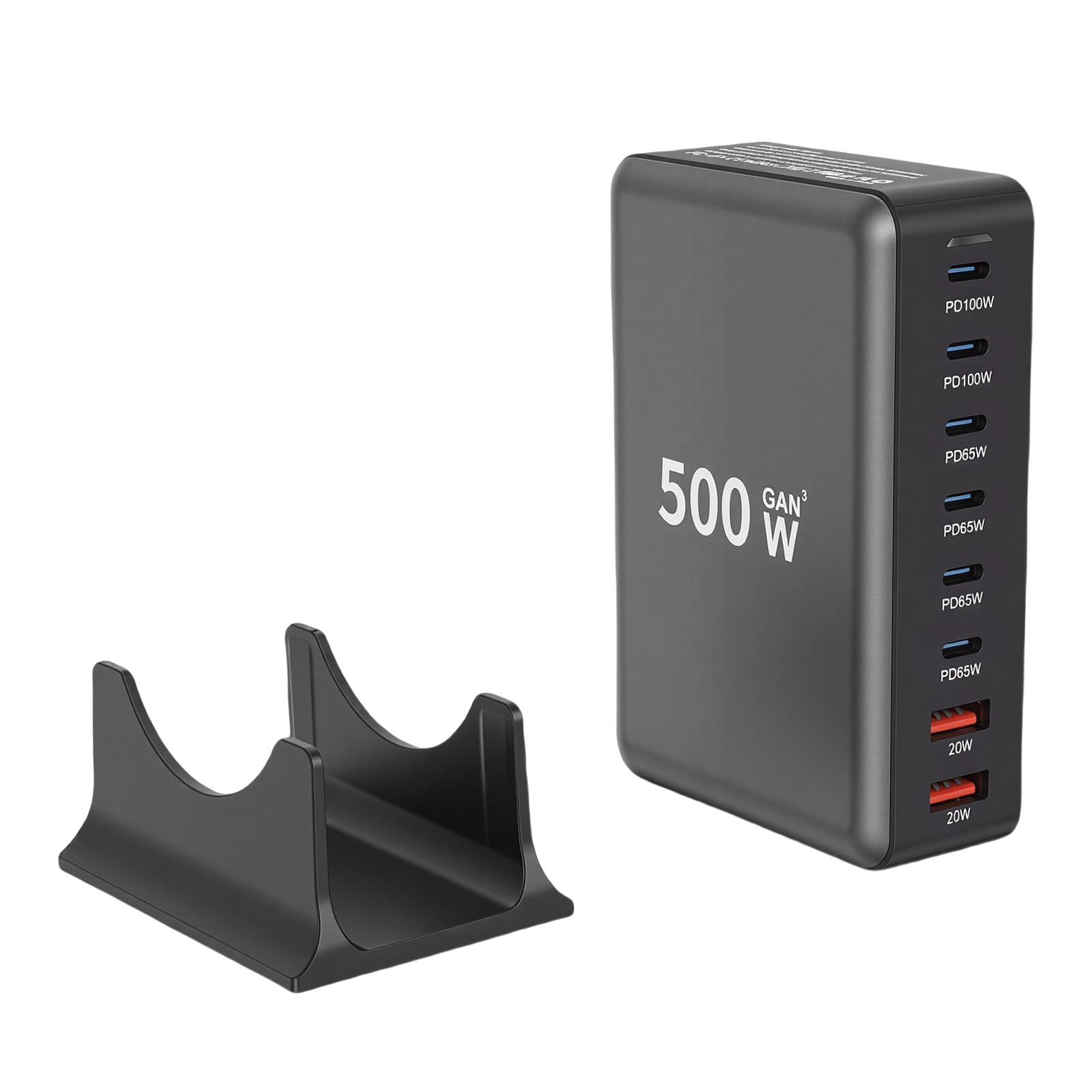 XUMIUZIY Stazione di Ricarica USB, Caricatore Multiplo 8 Porte 500W, per | 6 Porte e 2 USB-A, Ricarica Rapida Laptop 100W PD PPS, Cavo Rimovibile 1,5 M