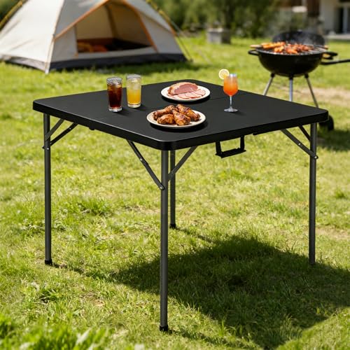 Lakhow 34" Square Folding Table, Plastic Commercial Folding Card Table with Collapsible Legs for Kitchen or Outdoor Party Wedding Event Indoor Outdoor Use, Black by Lakhow - Image 8