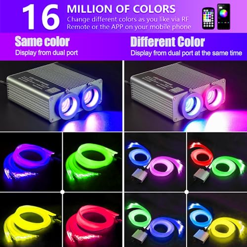 Image of Starlight Headliner Kit 1100 Piece Twinkle 0.03in*13.1ft /0.75mm*4m, 32W Dual Color RGBW Changing Color,APP /Remote Control,Voice /Sound Activated for Home Theater SUVs Truck