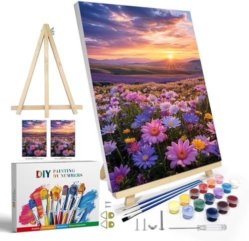 Amazon.com: JOOZ Flowers Paint by Numbers Kit for Adults with Frame ...