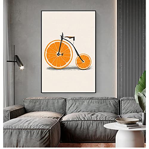 Toile abstraite vélo et citrons dsdsgog 35x50 cm pour déco cuisine