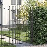 Homgoday Gartentor mit Schloss Grau 200 x 100 cm 100 x 200 cm Stahl Gartentor Metall Model42008901