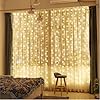 wisdom line Ghirlanda luminosa per tenda a LED, 176 LED, 3 x 3 m, 8 modalità con telecomando, luci decorative per camera da letto, festa, matrimonio, Natale, bianco caldo