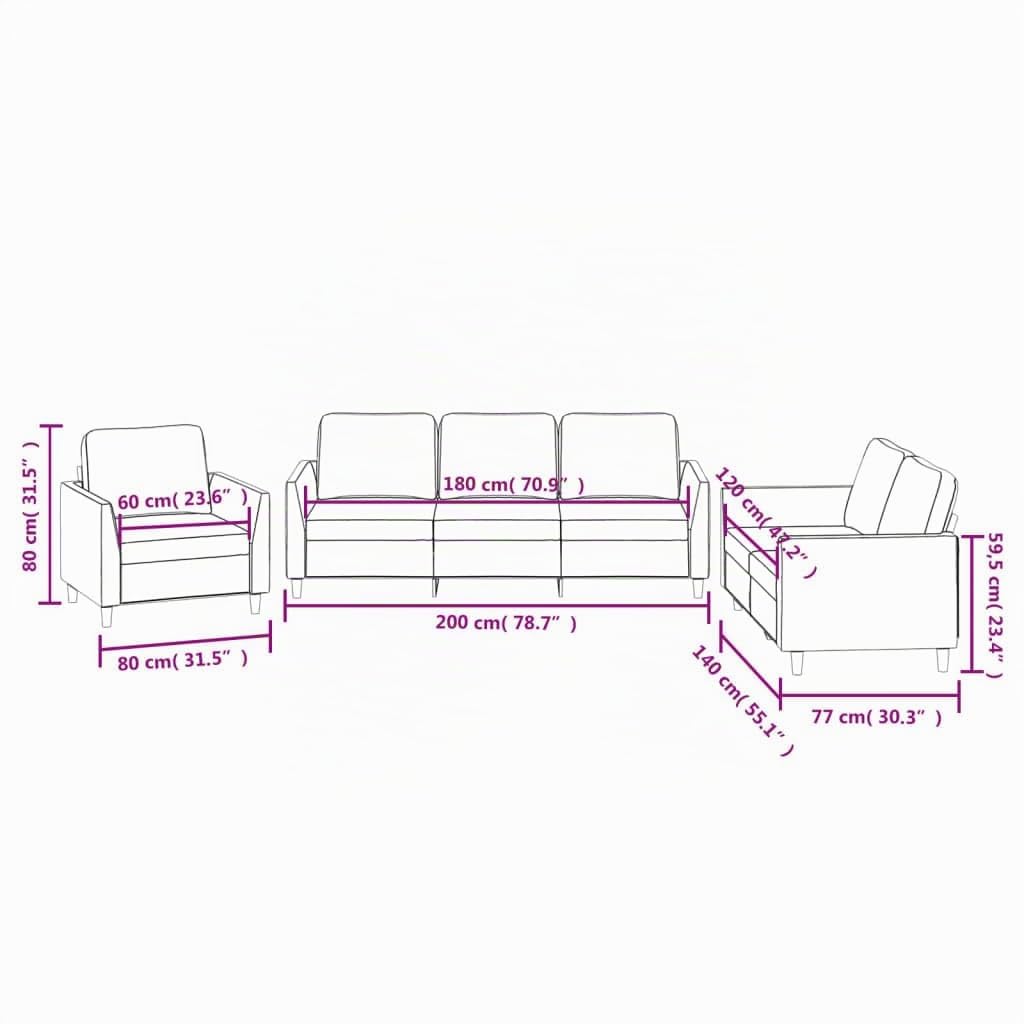 vidaXL Ensemble de Canapés avec Coussins 3 pcs, Canapés avec Accoudoirs et Dossier, Ensemble de Meubles, Mobilier de Salon, Moderne, Cappuccino Similicuir