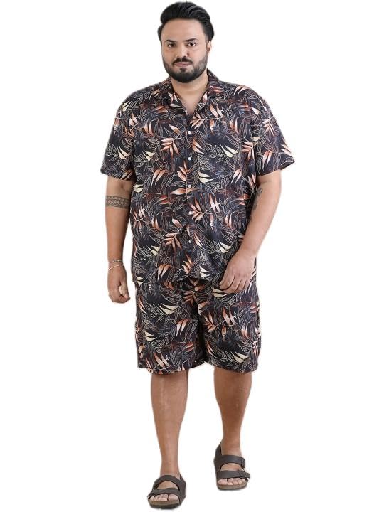 Plus Size Printed Short Sleeves Shirt & Shorts Set-image-22