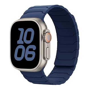 UniqTry Dual Color Silicone Strong Magnetic Sport Watch Strap Band Compatible with 42/44 / 45/46 / 49mm Bands Lightweight & Comfortable For Apple Watch ultra 3 2 11 10 9 8 7 6 5 4 SE 3 - Red