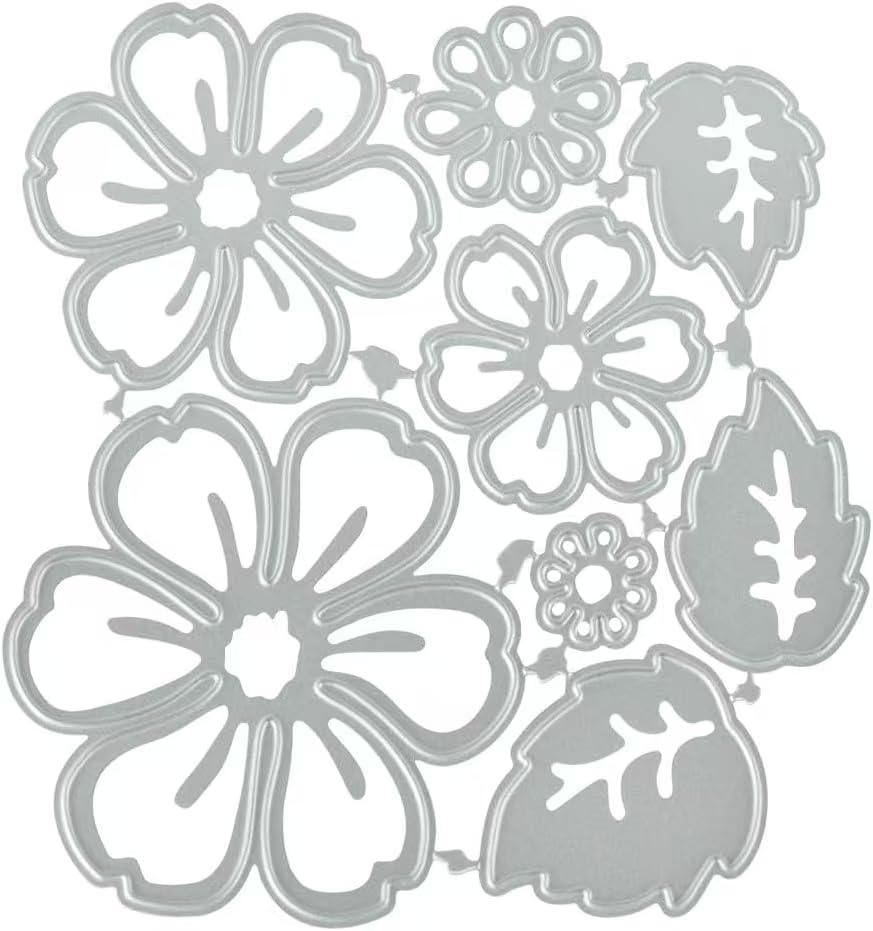 1 troquel de corte de metal de flores plateadas, 8 patrones de flores 3D, plantilla de acero al carbono para álbumes de recortes, álbumes de fotos, manualidades, regalos, troqueles de corte