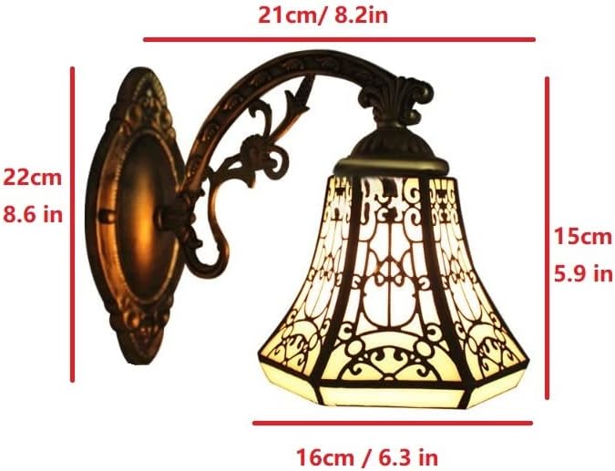 Miniatura 2 de Tiffany - Juego de 2 apliques de pared dorados para interiores sin alambre duro, lámpara de pared con mando a distancia, lámpara de pared vintage de