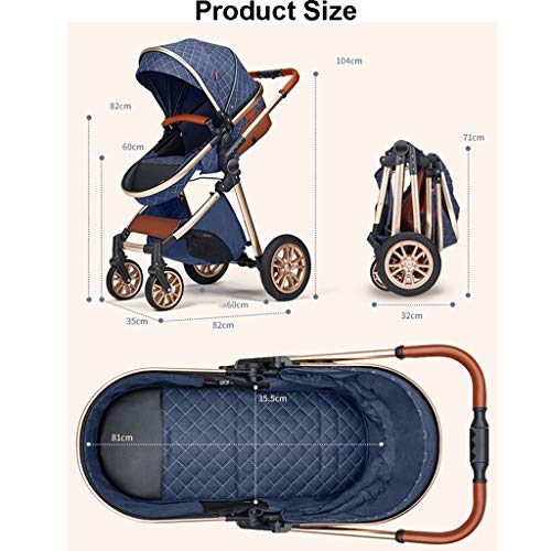 3 In 1 Kinderwagens, Draagbare Kinderwagen, Opvouwbare Kinderwagens Buggy, Tweeweg Implementatie, Demping Wielen, Kinderwagen Met Mama Tas En Regendekking (Color : Gray) - Afbeelding 8