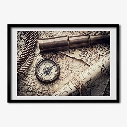 Cadre en bois moderne Tulup 70x50 cm habillez un mur vide avec la peinture boussole