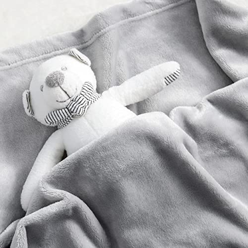 Image of Bedsure GentleSoft Bedding Fleece Blanket for Girls and Boys - Soft Cozy Cute Small Throw Blankets for Travel, 43x55 Inches, Light Grey